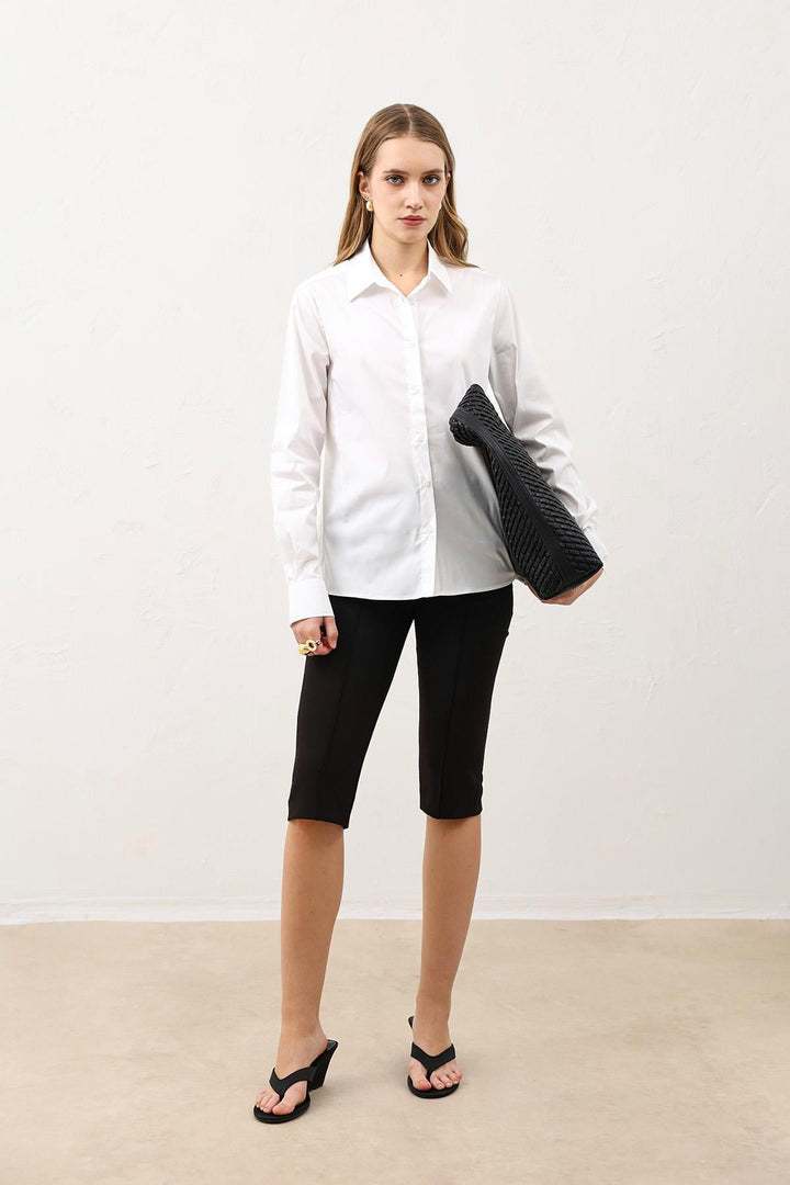 ANT Antioch Beyaz Basic Slim Fit Kadın Gömlek - Backnang