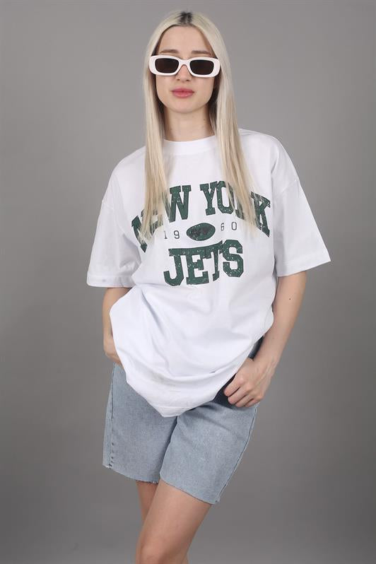 MDX White Printed Oversized Women's T-Shirt MG1226 - East Los Angeles