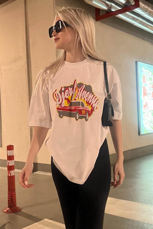 MDX White Printed Oversized Women's T-Shirt MG1836 - Piatra Neamţ