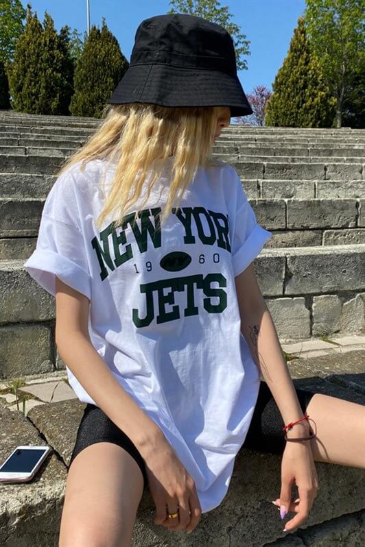 MDX White Printed Oversized Women's T-Shirt MG1226 - East Los Angeles