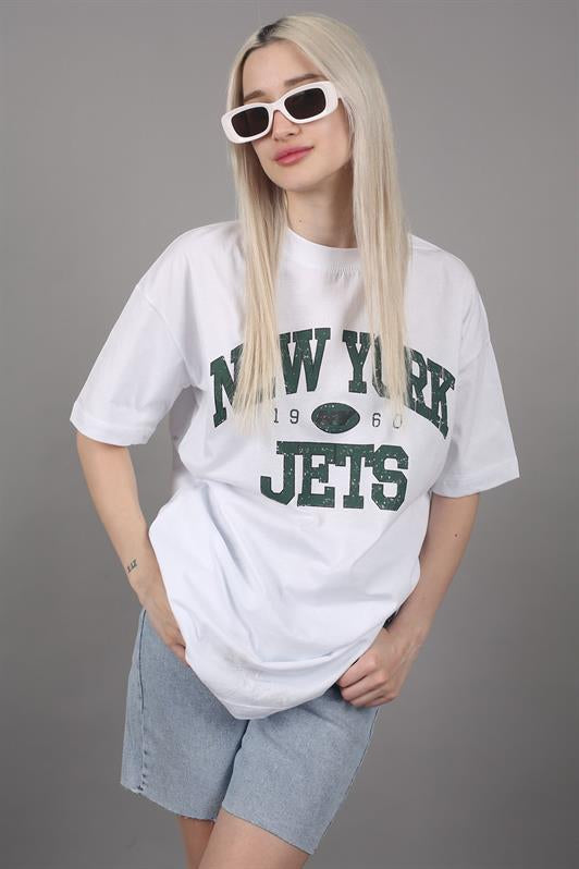 MDX White Printed Oversized Women's T-Shirt MG1226 - East Los Angeles