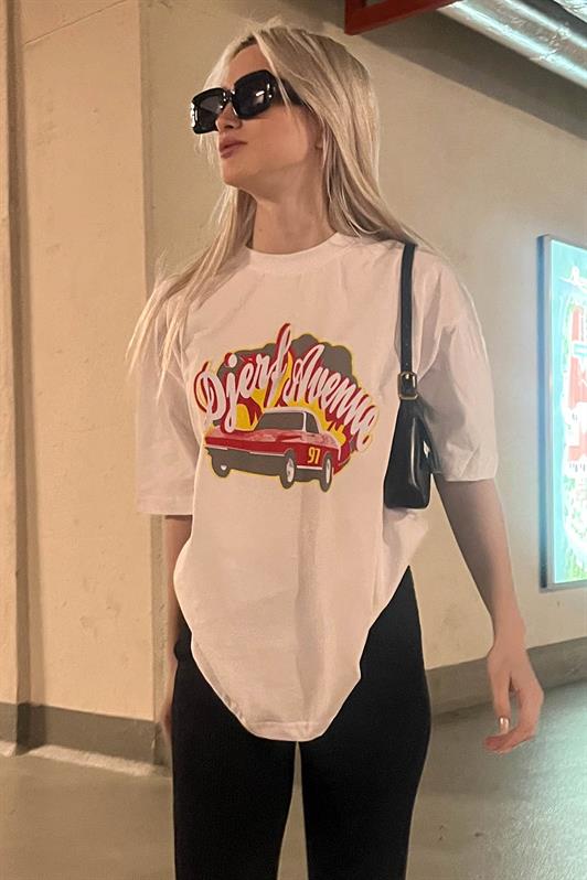 MDX White Printed Oversized Women's T-Shirt MG1836 - Piatra Neamţ