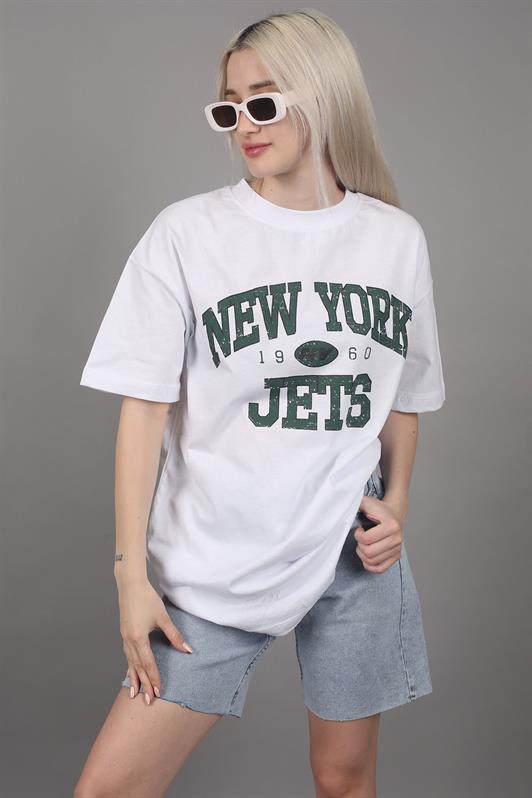 MDX White Printed Oversized Women's T-Shirt MG1226 - East Los Angeles