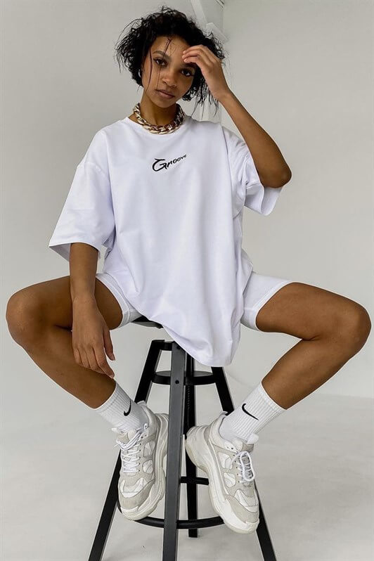 MDX White Printed Oversized T-shirt MG1491 - Tapachula