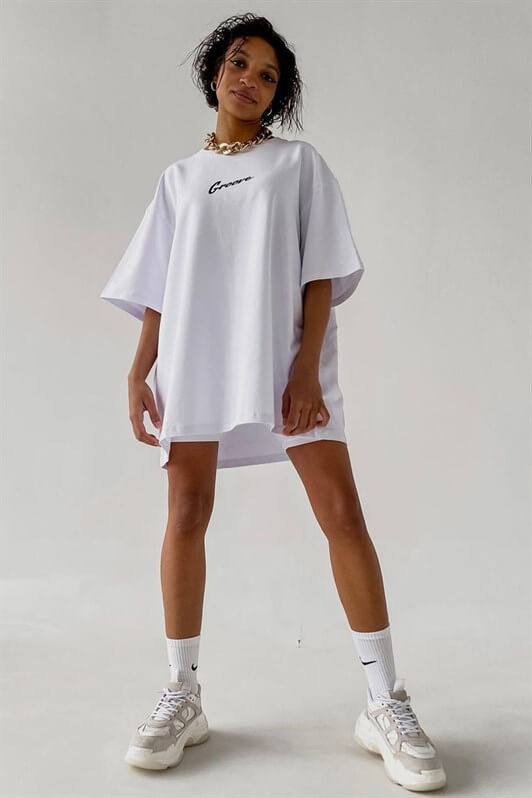 MDX White Printed Oversized T-shirt MG1491 - Tapachula
