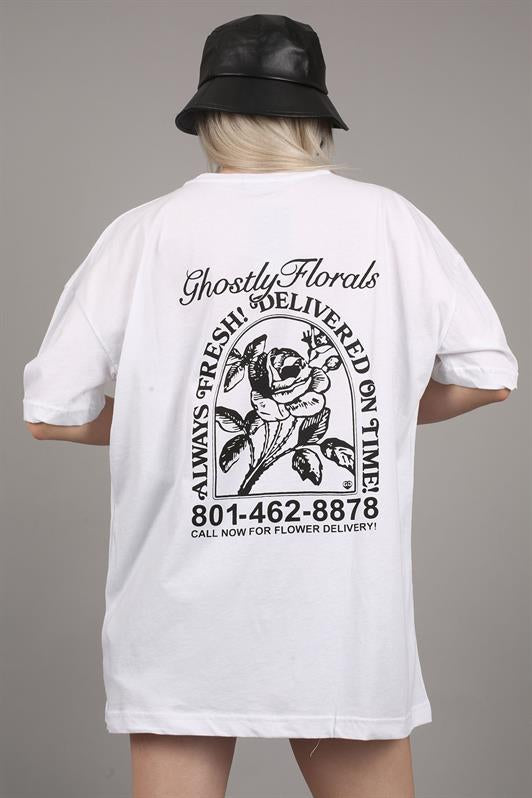 MDX White Printed Oversized T-shirt MG1513 - Ixhuatlán de Madero