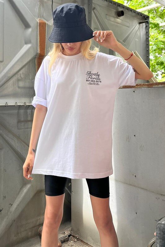 MDX White Printed Oversized T-shirt MG1513 - Ixhuatlán de Madero