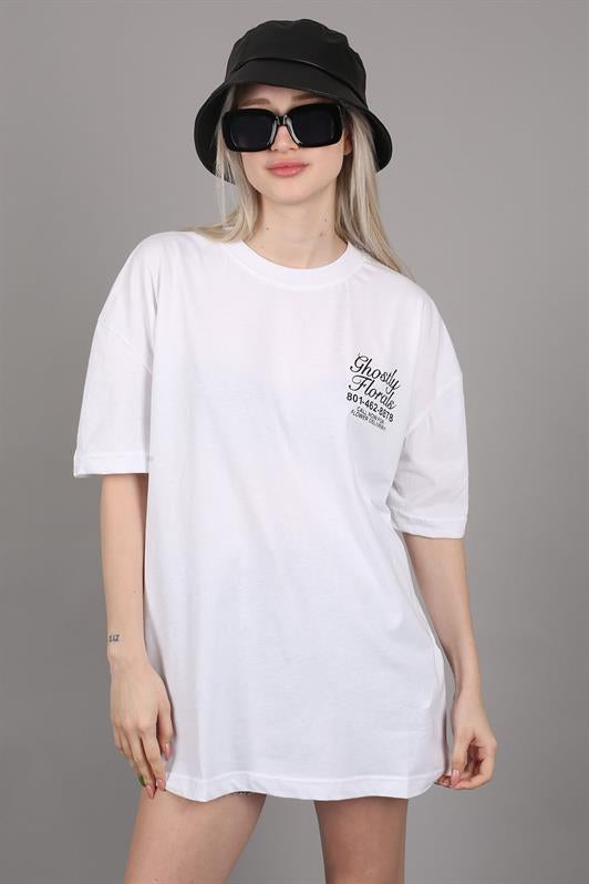 MDX White Printed Oversized T-shirt MG1513 - Ixhuatlán de Madero