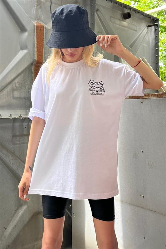 MDX White Printed Oversized T-shirt MG1513 - Ixhuatlán de Madero