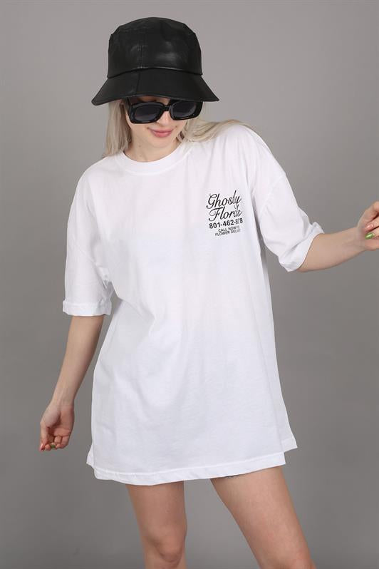 MDX White Printed Oversized T-shirt MG1513 - Ixhuatlán de Madero