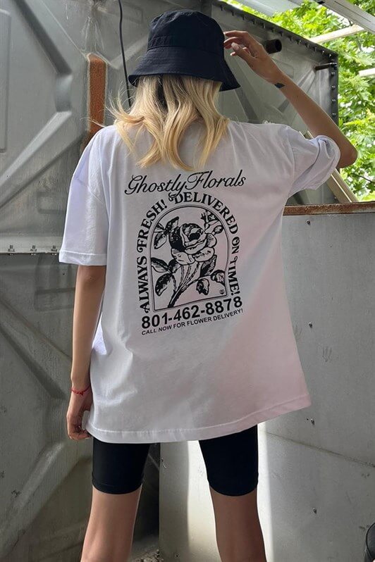 MDX White Printed Oversized T-shirt MG1513 - Ixhuatlán de Madero
