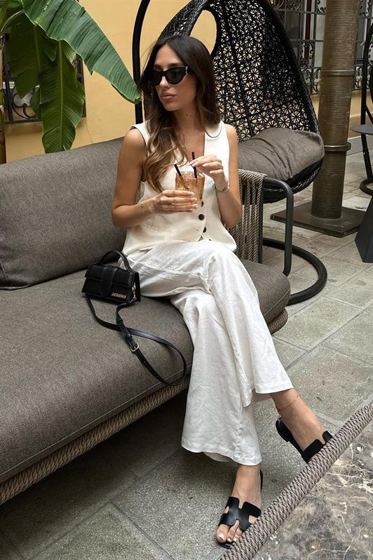 MDX White High Waisted Wide Leg Fabric Pants MG1950 - Bowmanville