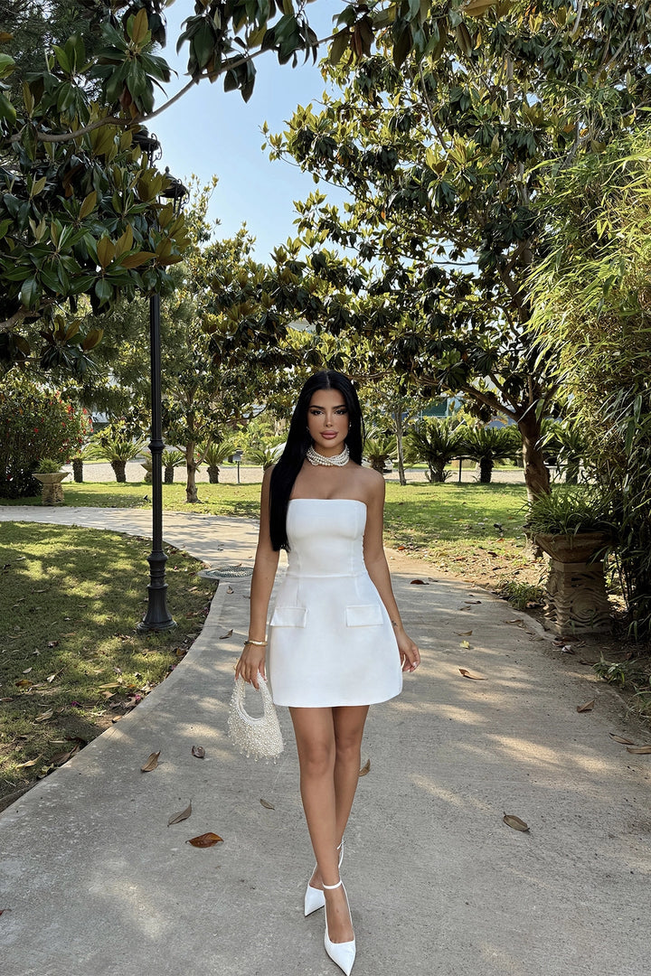 EYY Women White Belinda Strapless Mini Dress - McLean