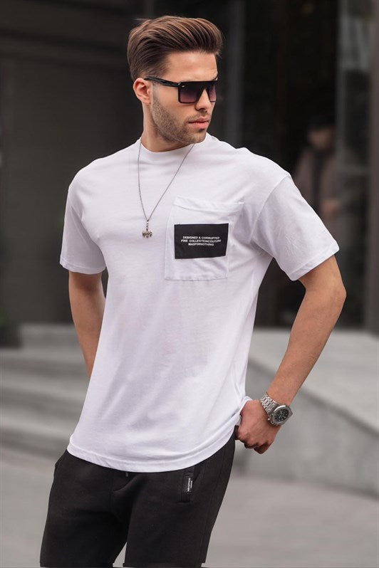 MDX White Bicycle Collar Pocket Detailed T-shirt 6091 - Foggia