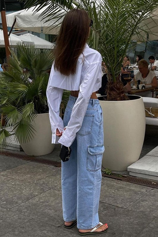 MDX White Detailed Crop Shirt MG1644 - Bountiful