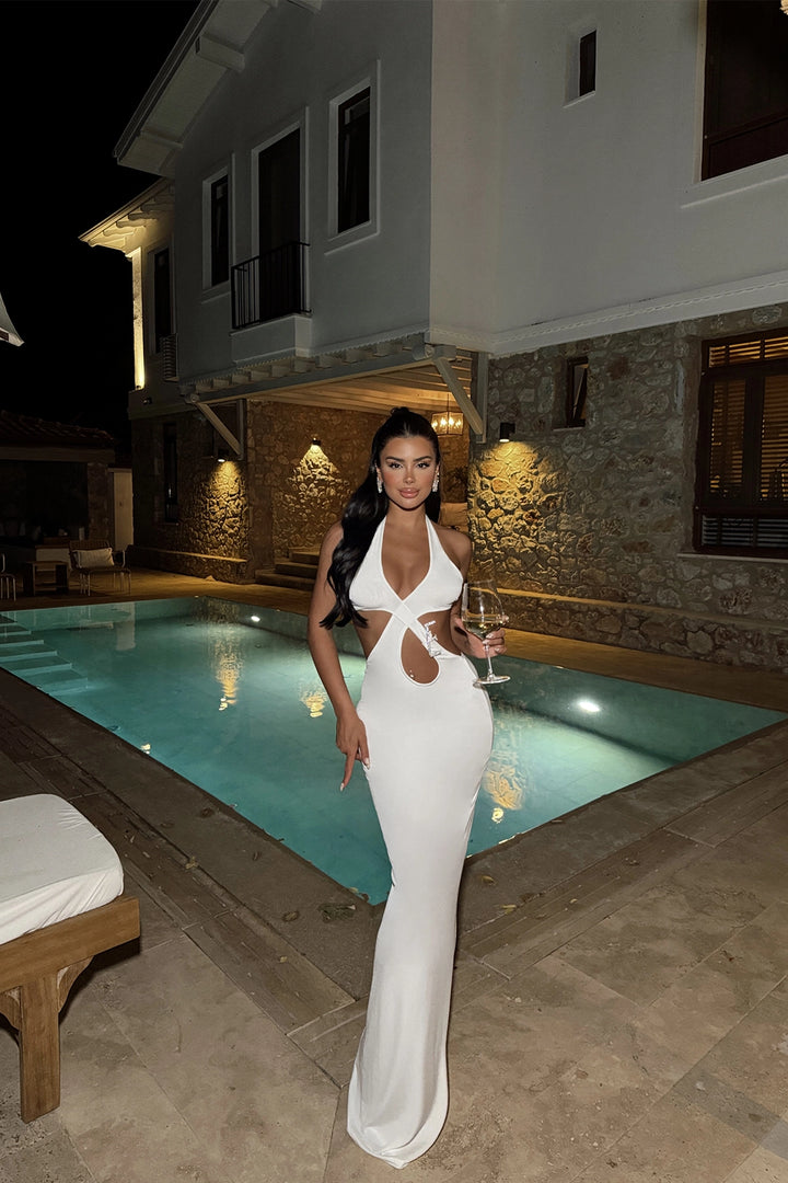 EYY Women White Dress with Stone Details - Southend