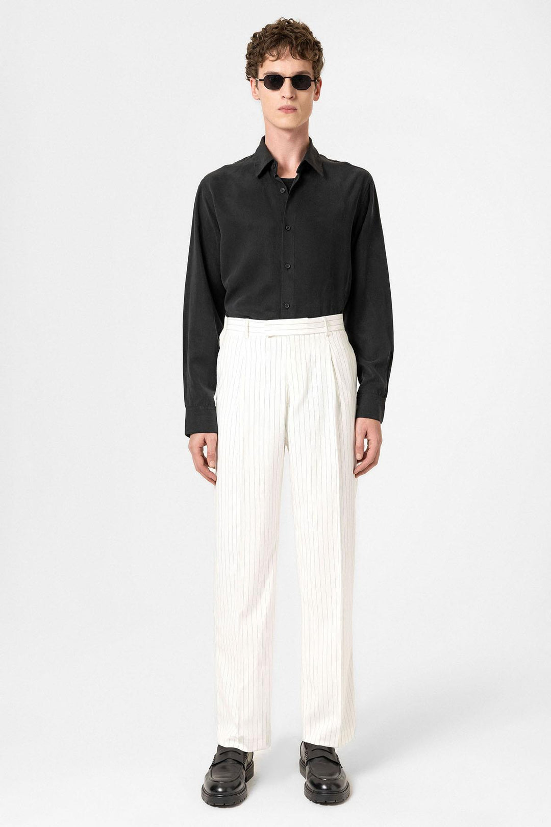 ANT Antioch Beyaz Çizgili Relaxed Fit Erkek Pantolon - North Bethesda