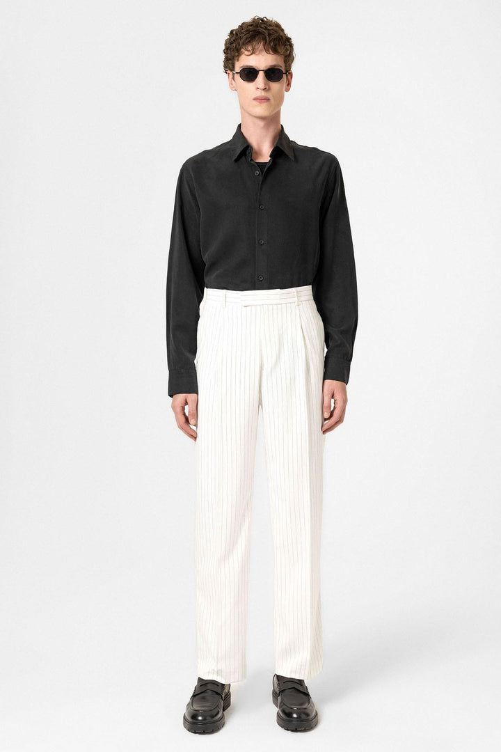 ANT Antioch Beyaz Çizgili Relaxed Fit Erkek Pantolon - North Bethesda