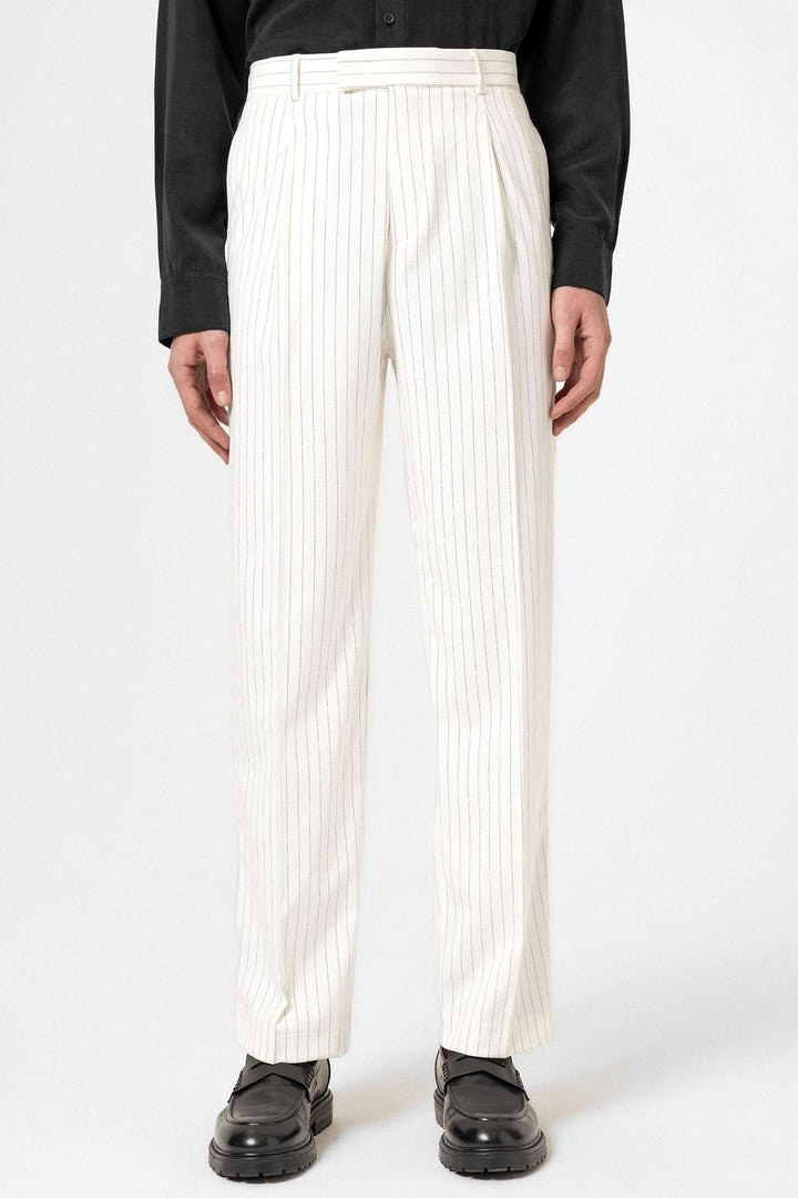 ANT Antioch Beyaz Çizgili Relaxed Fit Erkek Pantolon - North Bethesda