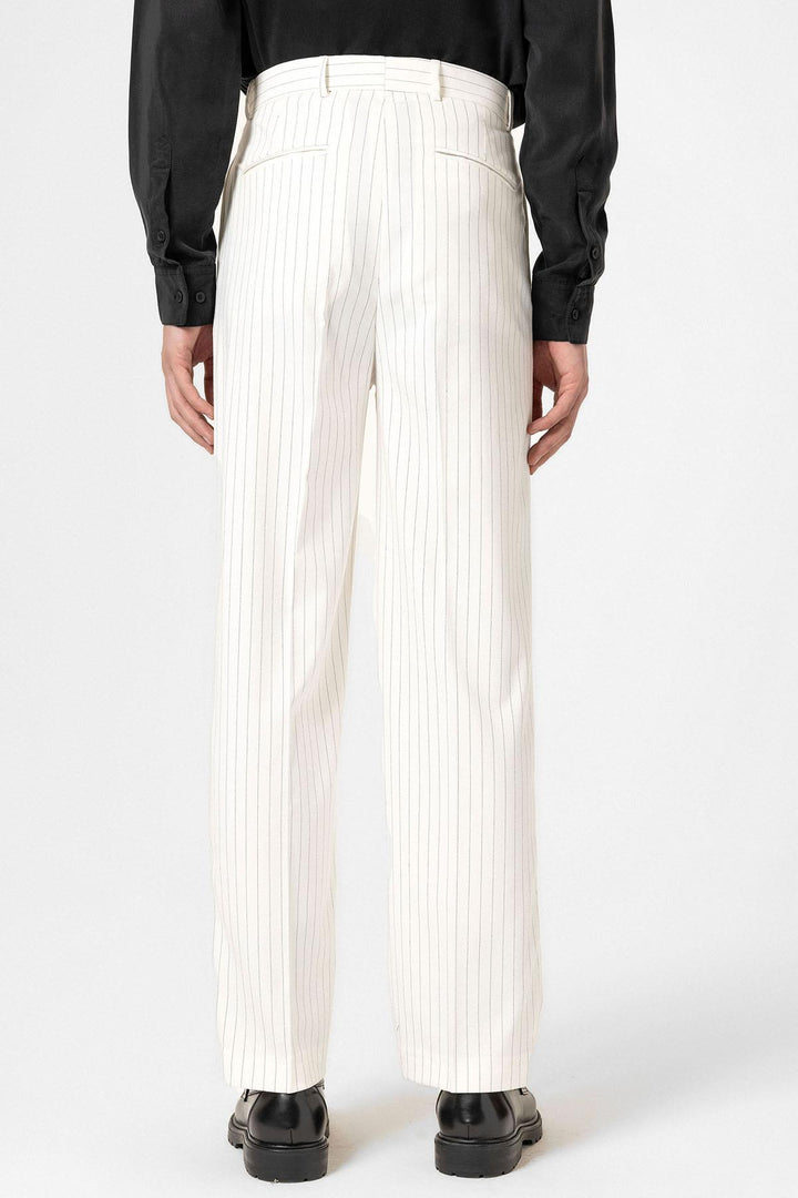 ANT Antioch Beyaz Çizgili Relaxed Fit Erkek Pantolon - North Bethesda