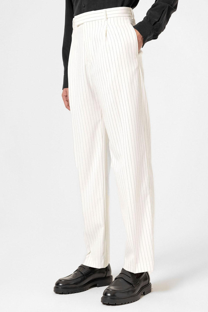 ANT Antioch Beyaz Çizgili Relaxed Fit Erkek Pantolon - North Bethesda