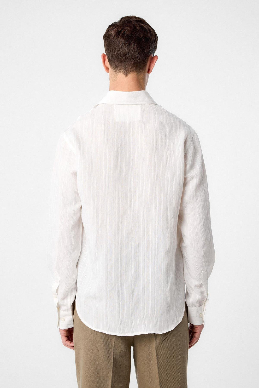ANT Antioch White Striped and Textured Men's Shirt - Marcq-en-Baroeul