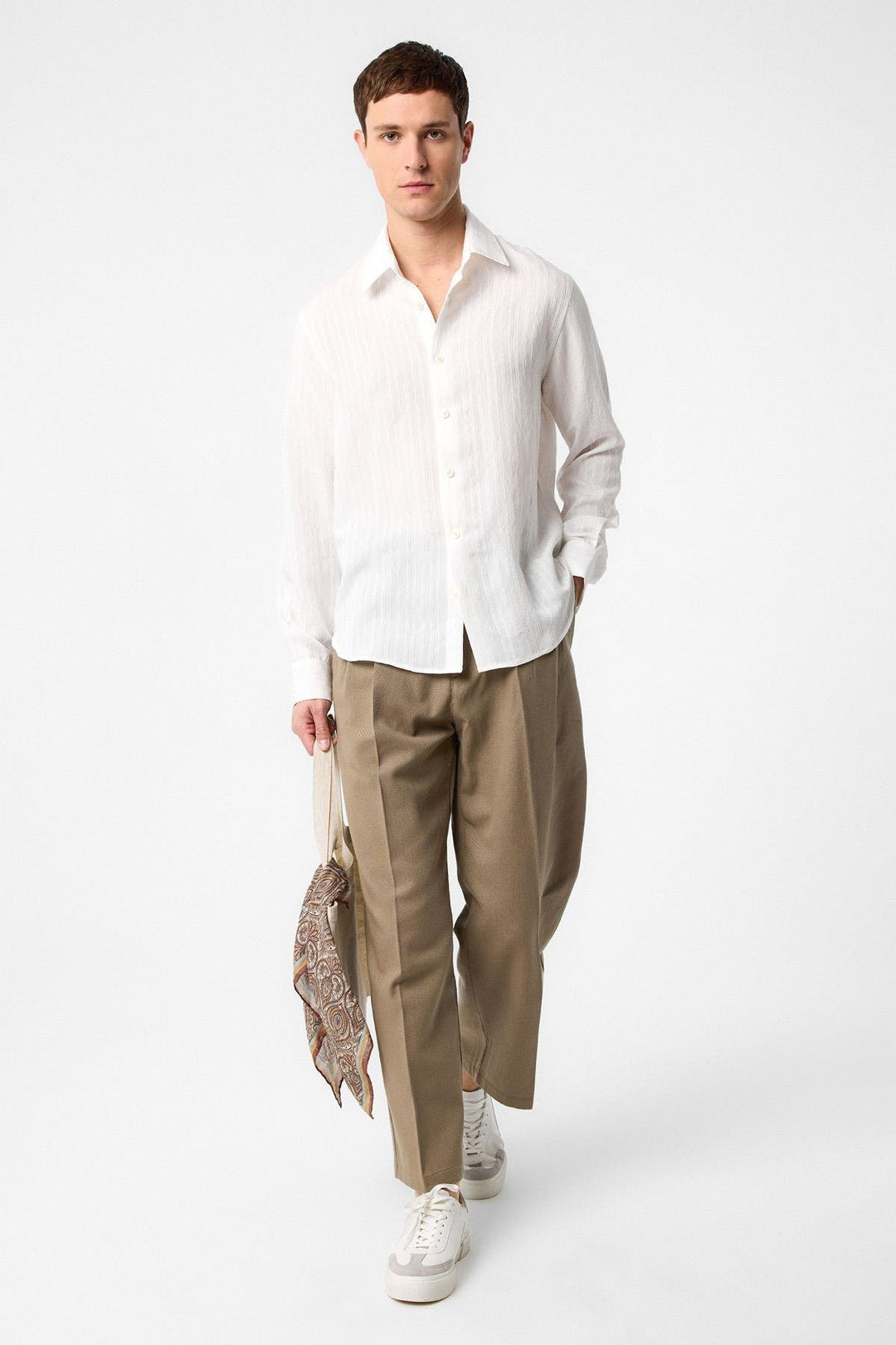 ANT Antioch White Striped and Textured Men's Shirt - Marcq-en-Baroeul