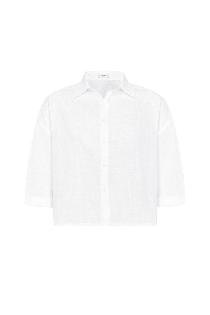 ANT Antioch White Cropped Textured Women's Shirt - Heidenheim