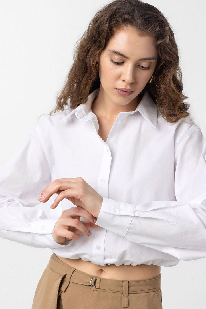 ANT Antioch White Crop Poplin Women's Shirt - Roswell