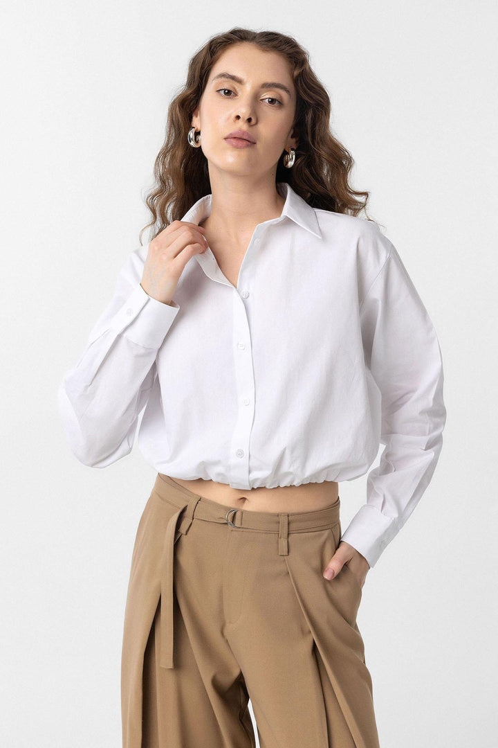 ANT Antioch White Crop Poplin Women's Shirt - Roswell