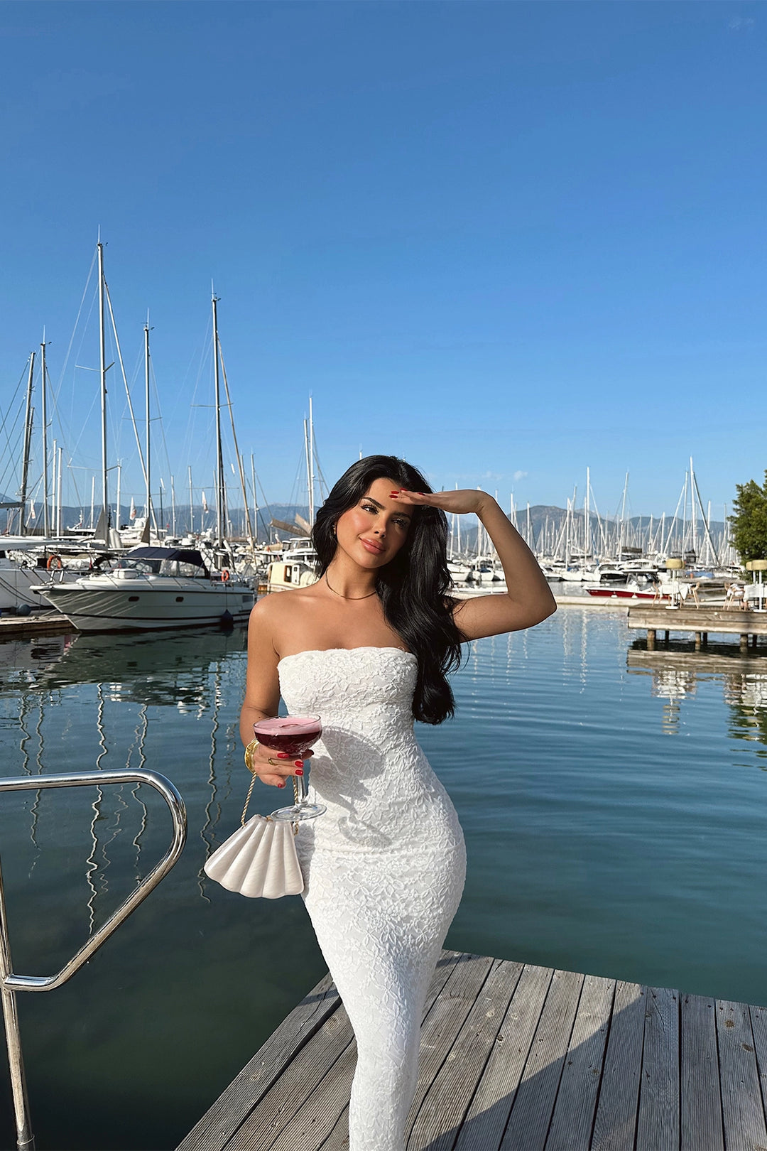 EYY Women White Lace Strapless Dress - Zimapan