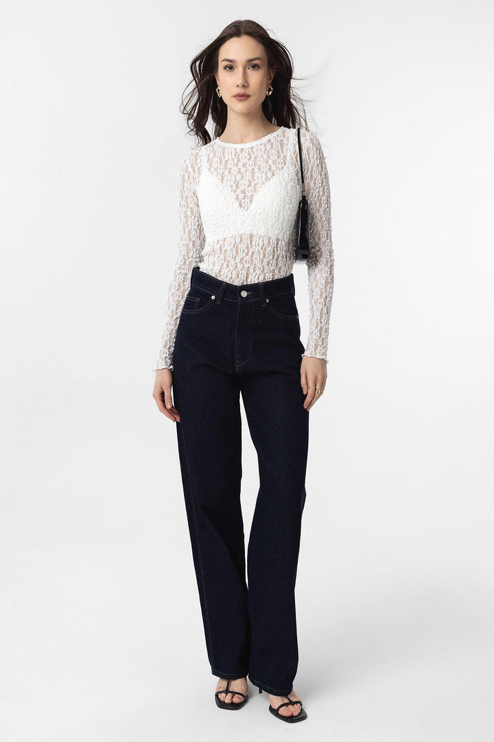 ANT Antioch White Lace Transparent Women's Top - Yecapixtla