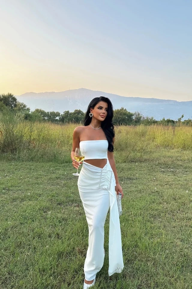 EYY Women White Diana Stone Detail Dress - Pejë