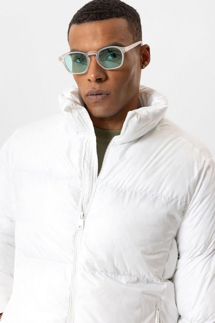 ANT Antioch White Turtleneck Rubber Inflatable Jacket - Culver City