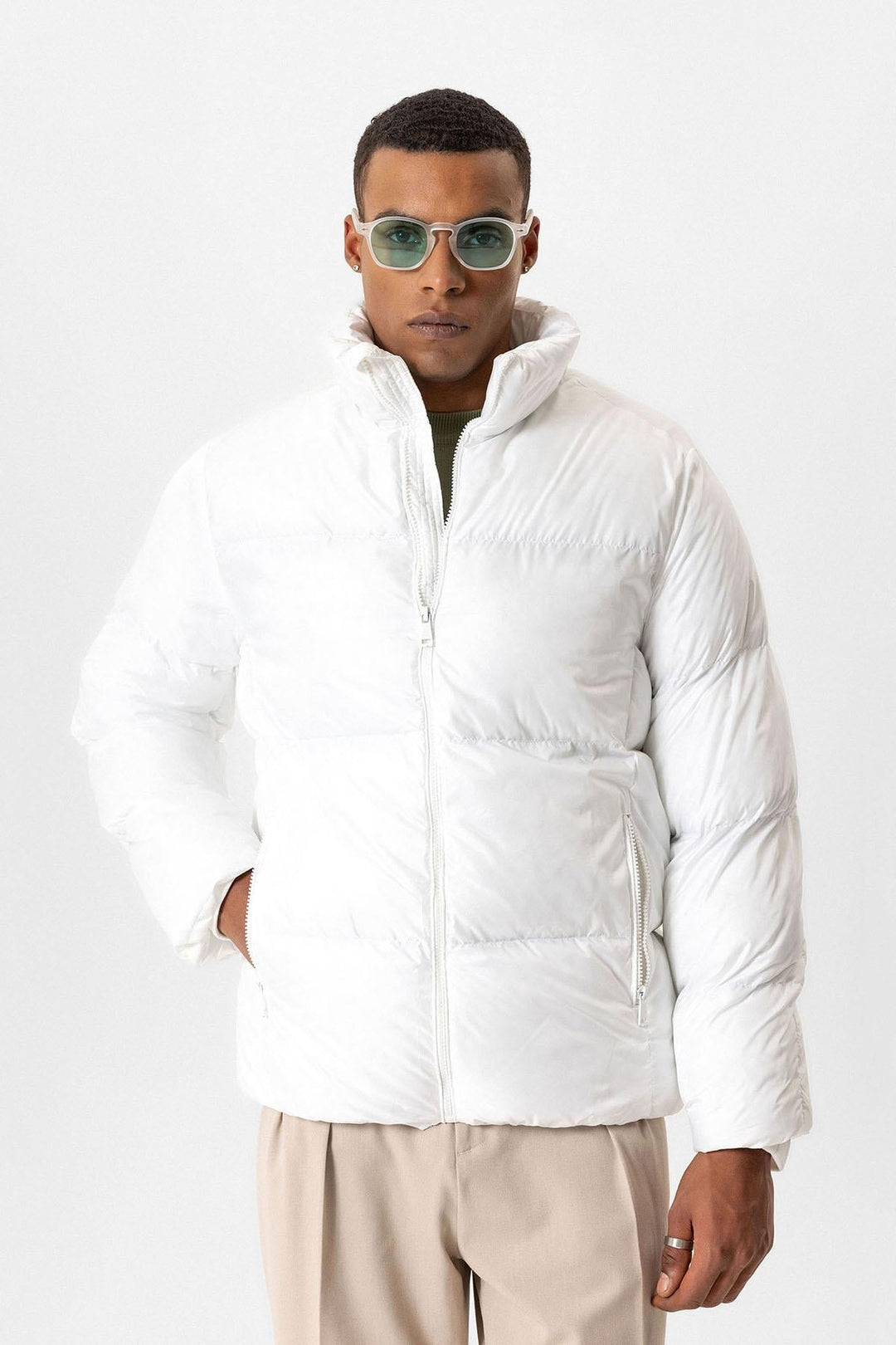 ANT Antioch White Turtleneck Rubber Inflatable Jacket - Culver City