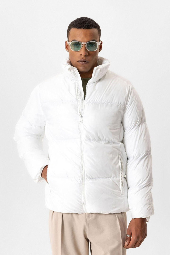 ANT Antioch White Turtleneck Rubber Inflatable Jacket - Culver City