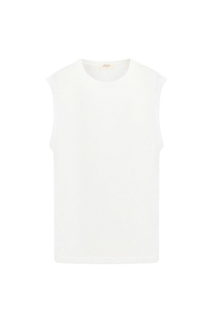 ANT Antioch White Textured Men's Sleeveless T-Shirt - Edinburgh