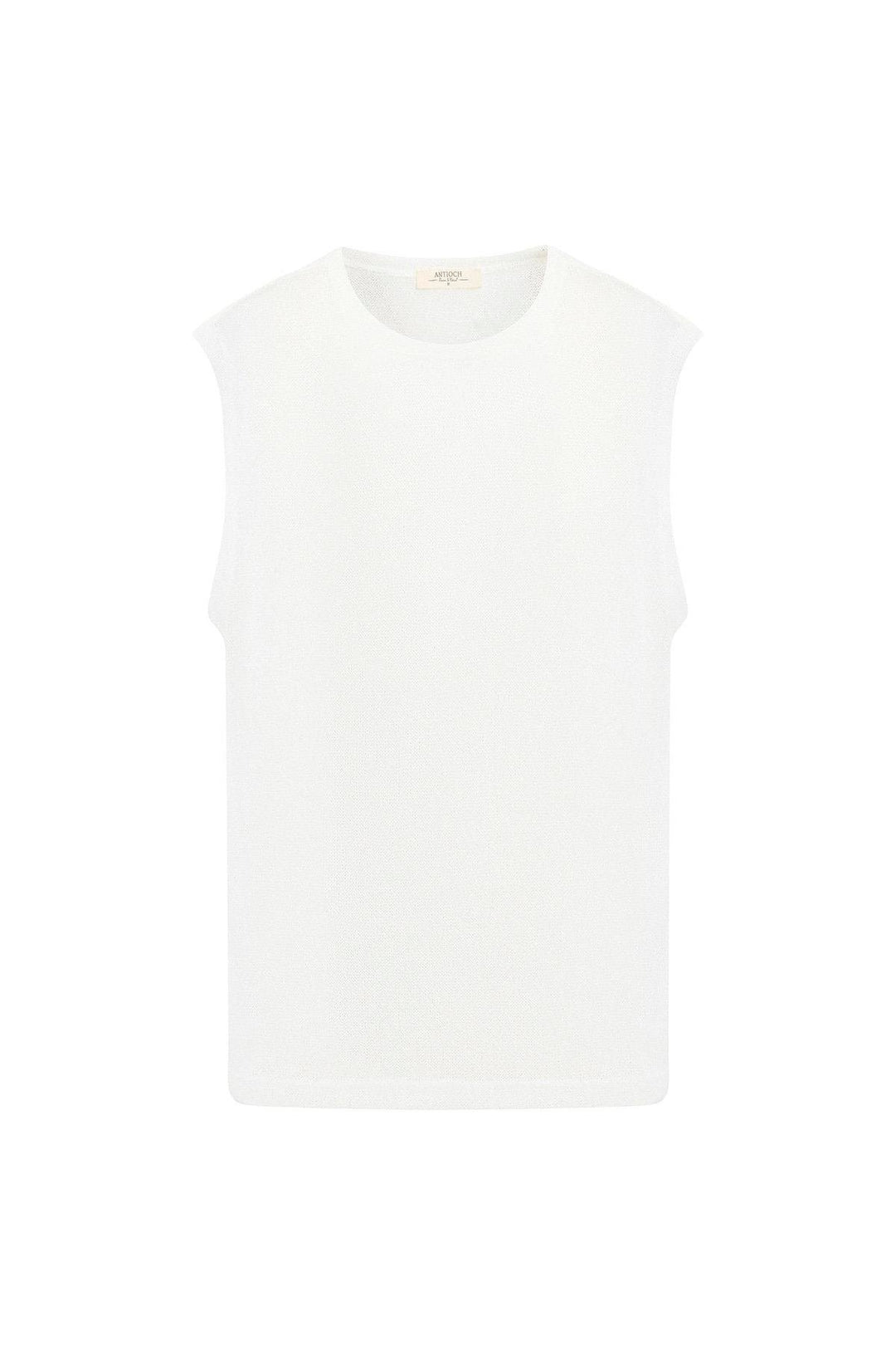 ANT Antioch White Textured Men's Sleeveless T-Shirt - Sion