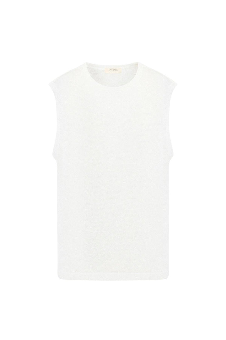 ANT Antioch White Textured Men's Sleeveless T-Shirt - Sion
