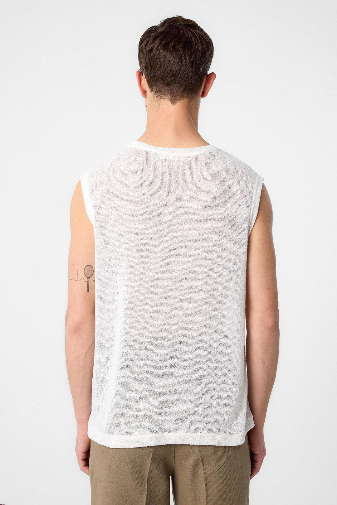 ANT Antioch White Textured Men's Sleeveless T-Shirt - Sion