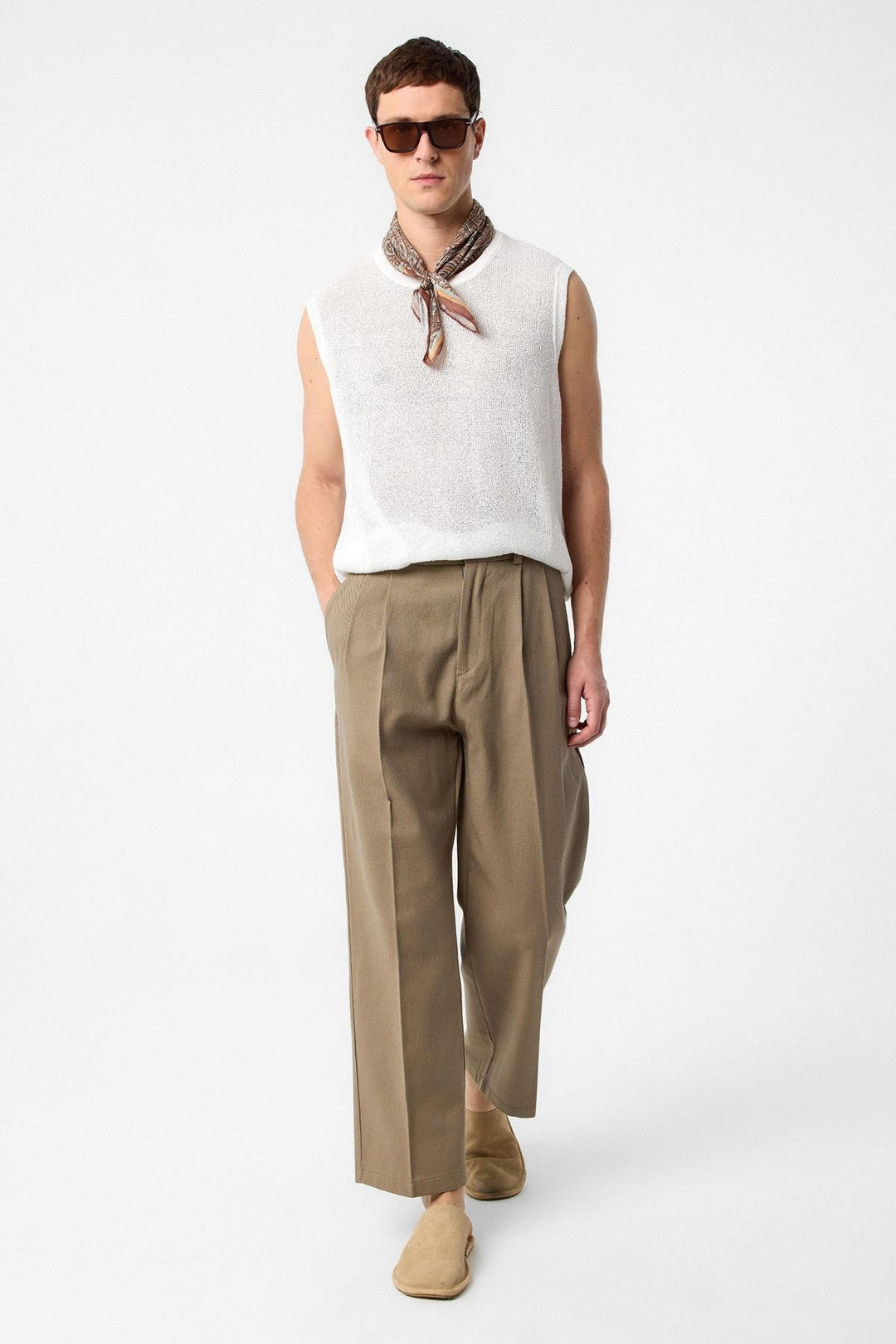 ANT Antioch White Textured Men's Sleeveless T-Shirt - Sion