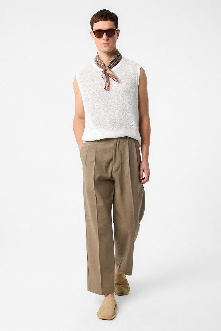 ANT Antioch White Textured Men's Sleeveless T-Shirt - Sion