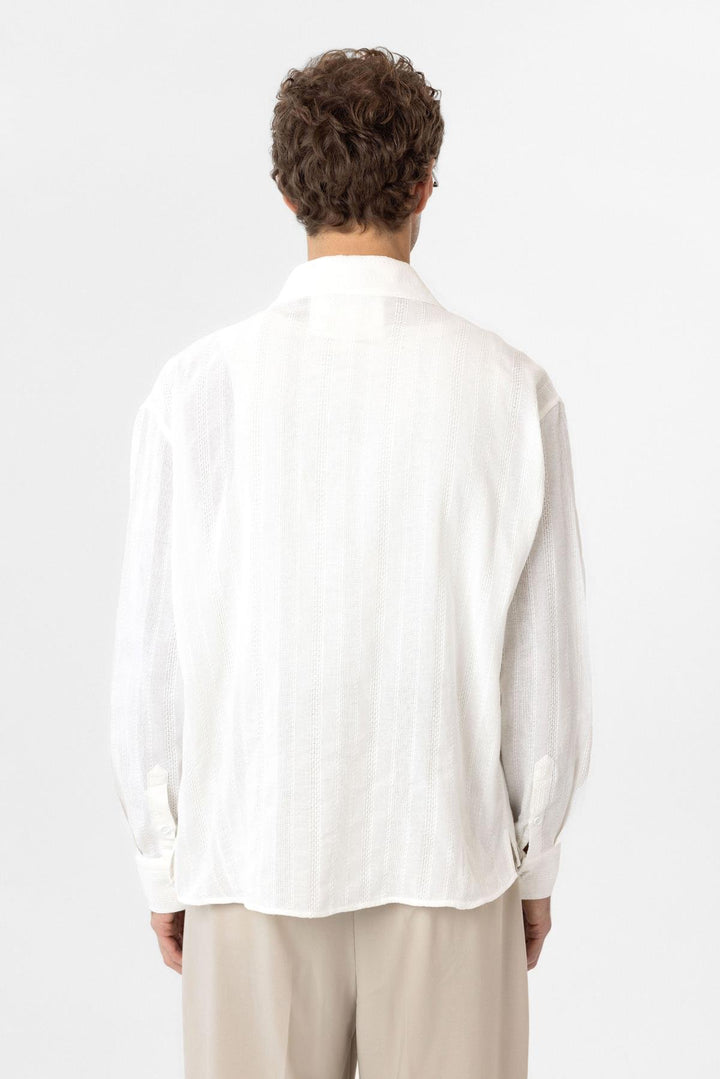 ANT Antioch White Textured Jacquard Cotton Men's Shirt - Bragança