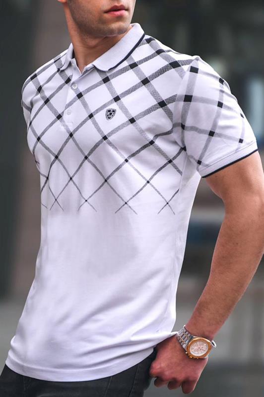 MDX White Buttoned Polo Neck Men's T-shirt 5867 - Wolverhampton