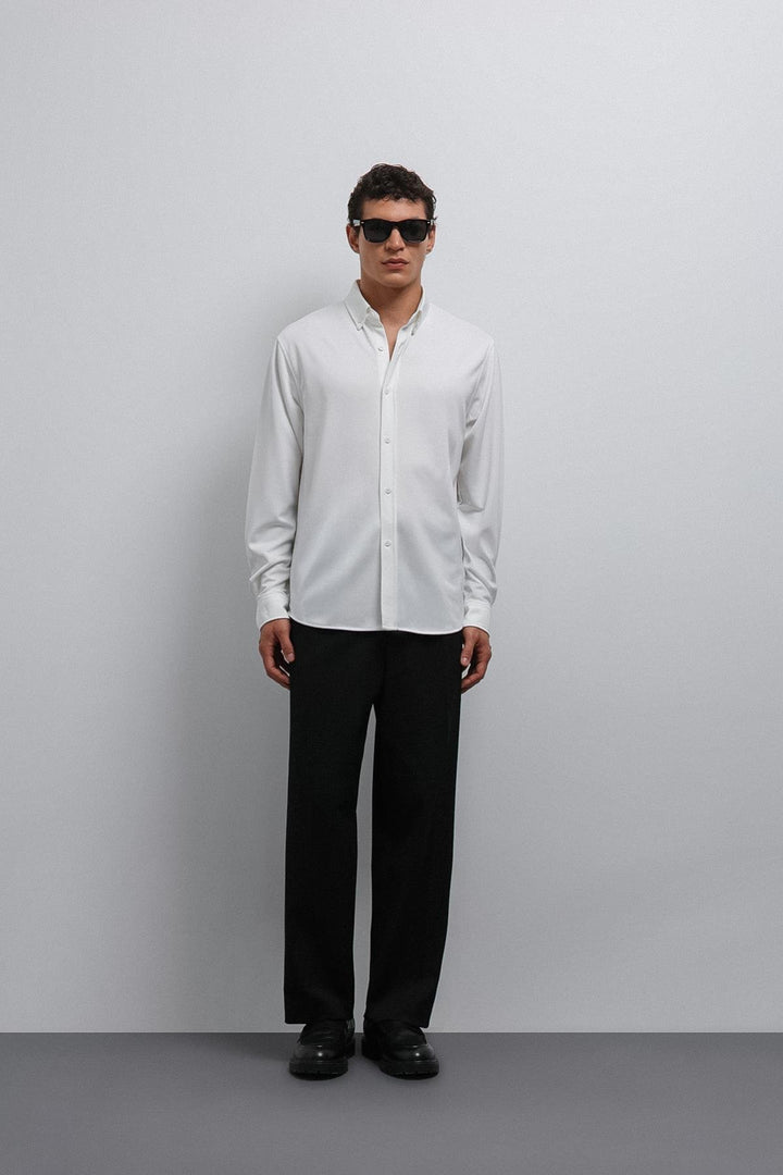 ANT Antioch White Buttoned Collar Relax Fit Men's Shirt - South Brunswick