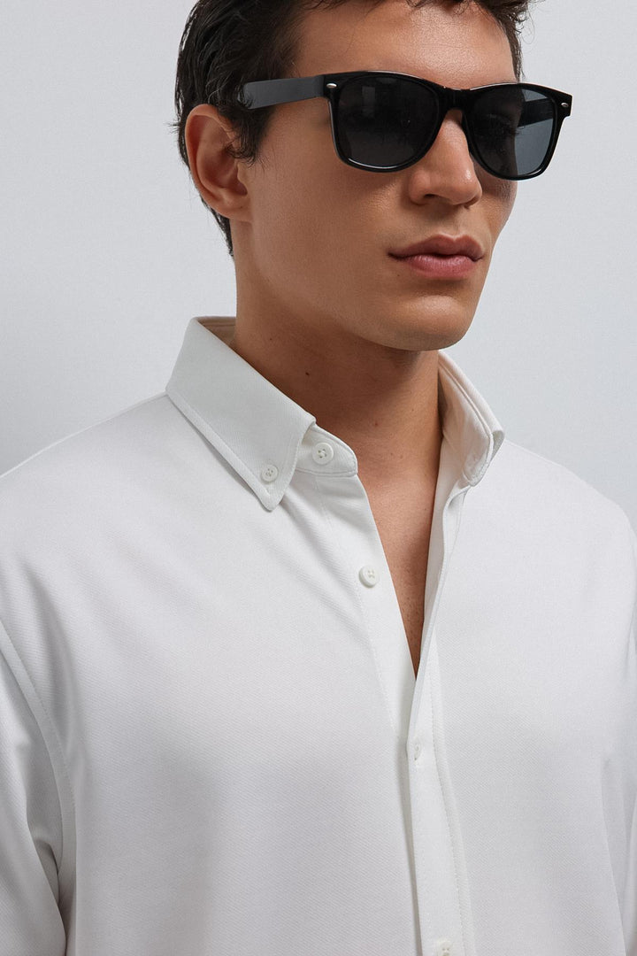 ANT Antioch White Buttoned Collar Relax Fit Men's Shirt - South Brunswick