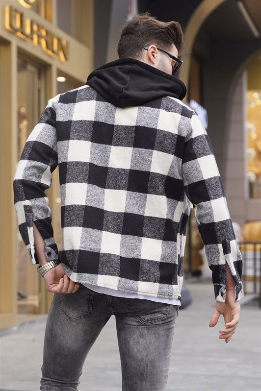 MDX White Checkered Hooded Men's Shirt 5584 - Cranbourne