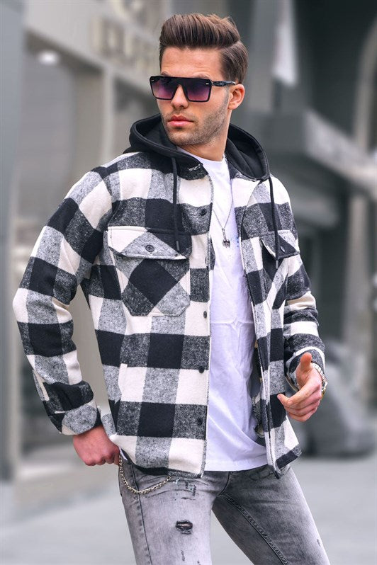 MDX White Checkered Hooded Men's Shirt 5584 - Cranbourne