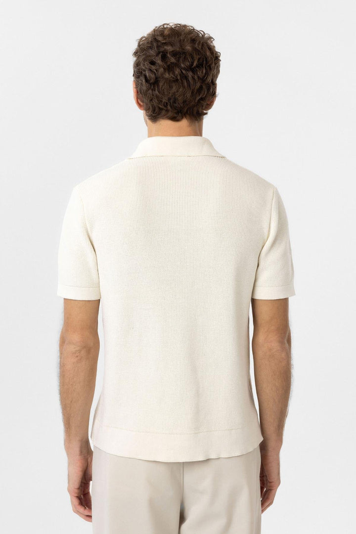 ANT Antioch Beyaz Fermuarlı Dokuma Erkek Triko T-Shirt - Montréal