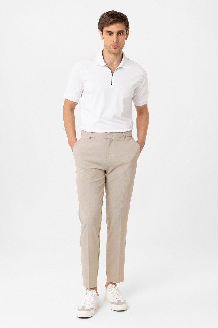 ANT Antioch White Zippered Regular Fit Men's T-Shirt - Cary